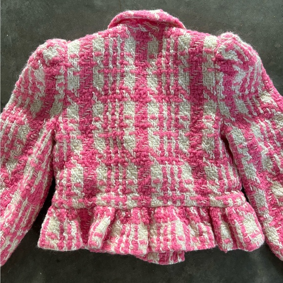 LOVESHACKFANCY Braelynn Cropped Checked Wool-blend Tweed Jacket - Picture 6 of 7